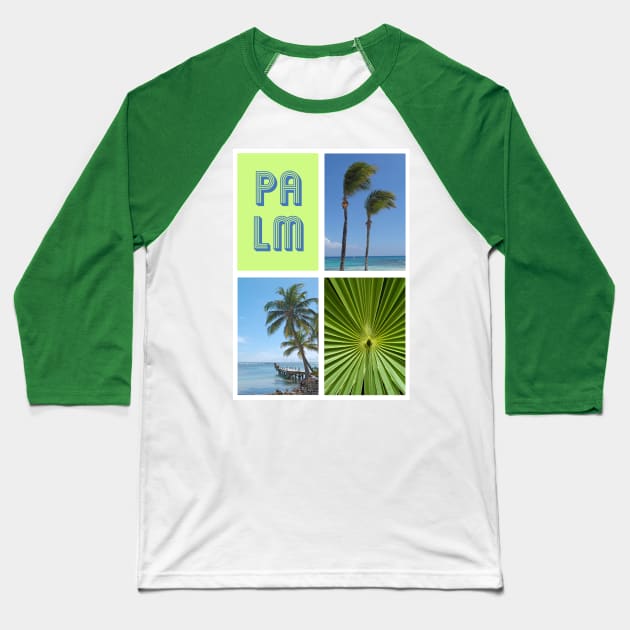 Tropical Palm Trees Collage Photograph Baseball T-Shirt by HotHibiscus
